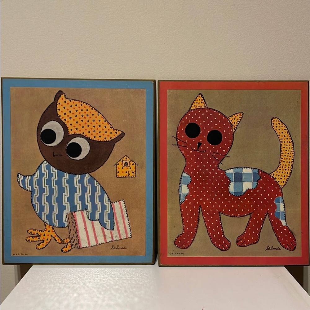 Vintage Animal Art Prints From The 1970’s 🦉🐈